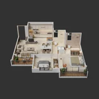Landmark Riveeraa Dudulgaon 2 BHK Floor Plan Image